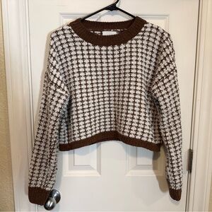 Pink Rose Brown and Cream Women's Sweater